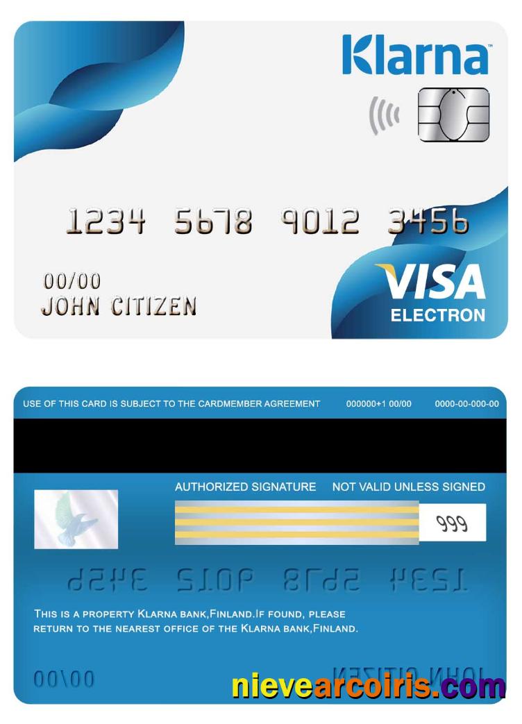 Finland Klarna bank visa electron card
